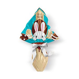 Saco Express 49x49cm para Ovos de 750g a 1kg - Chocopascoa Turquesa - 25 unidades - Cromus - Rizzo