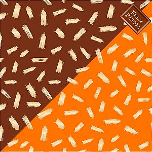Saco Express 49x49cm para Ovos de 150g a 1kg - Pinceladas Marrom com Laranja - 25 unidades - Cromus - Rizzo