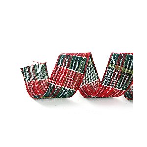 Fita Decorativa de Natal  Aramada - Vermelha e Verde - 6,3x9,14cm - 1 unidade - Cromus - Rizzo