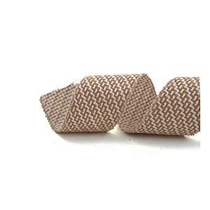 Fita Decorativa de Natal Aramada - Cru Nude e Marrom - 6,3x9,14cm - 1 unidade - 1 - Rizzo