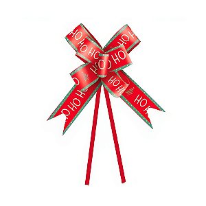 Laço Fácil - Natal "HoHoHo" Vermelho - 18mm - 10 unidades - Cromus - Rizzo