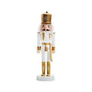 Quebra Nozes de Madeira com Espada - 30cm - Branco e Dourado - 1 unidade - Cromus - Rizzo