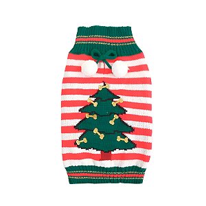 Roupa para Pet de Natal - Pinheiro Listras Vermelho/Branco/Verde - 45cm - 1 unidade - Cromus - Rizzo