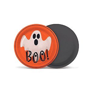 Prato de Papel Redondo - "Boo" Travessuras Halloween - 18cm - 8 unidades - Cromus - Rizzo