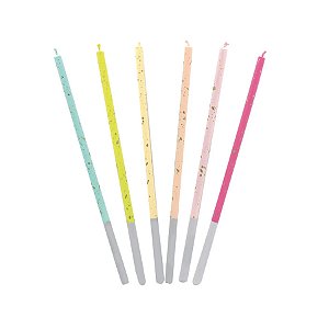 Vela Palito Candy Colors - 15cm - 6 unidades - Cromus - Rizzo