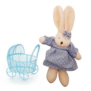 Coelho de Páscoa com Carrinho de Bebê Azul - 1 unidade - Cromus - Rizzo