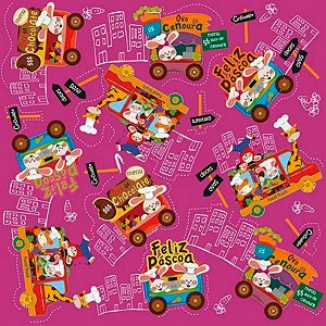 Folha para Ovos de Páscoa Metalizado Food Truck Lilás 69x89cm - 5 unidades - Cromus - Rizzo