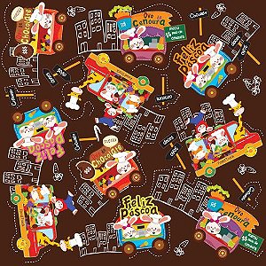 Folha para Ovos de Páscoa Metalizado Food Truck Marrom 69x89cm  - 5 unidades - Cromus - Rizzo