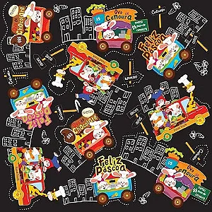 Folha para Ovos de Páscoa Metalizado Food Truck Preto 69x89cm  - 5 unidades - Cromus - Rizzo