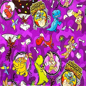 Folha para Ovos de Páscoa Metalizado Dinossauros lilás 69x89cm - 5 unidades - Cromus - Rizzo
