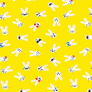 Folha para Ovos de Páscoa Metalizado Coelhinhos Amarelo 69x89cm - 5 unidades - Cromus - Rizzo