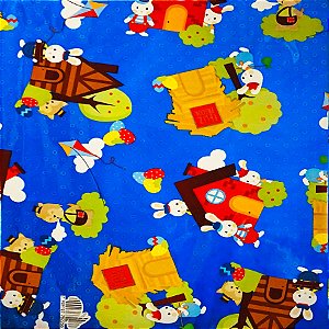 Folha para Ovos de Páscoa Metalizado Os 3 Coelhinhos Azul 69x89cm - 5 unidades - Cromus - Rizzo