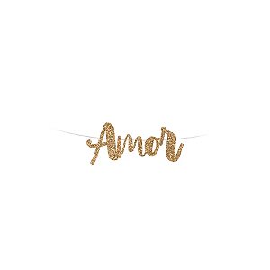 Faixa Decorativa "Amor" Glitter Dourado - 1 unidade - Cromus - Rizzo