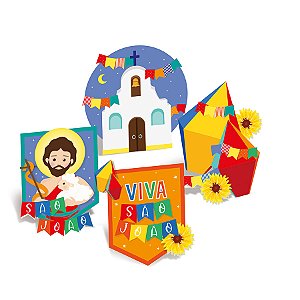 Silhueta Decorativa de Mesa - Noite São João - 4 unidades - Cromus - Rizzo