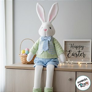 Coelho Decorativo Sentado Com Gravata - 1 unidade - Cromus Páscoa - Rizzo