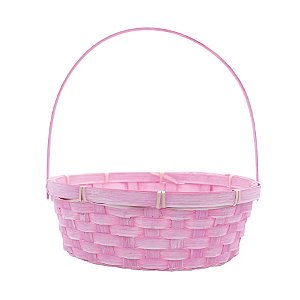 Cesta de Bambu Redondo - Rosa - 1 unidade - Cromus Páscoa - Rizzo