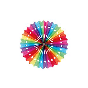 Leque Decorativo de Papel Arco-irís 30cm - 1 unidade - Cromus  - Rizzo