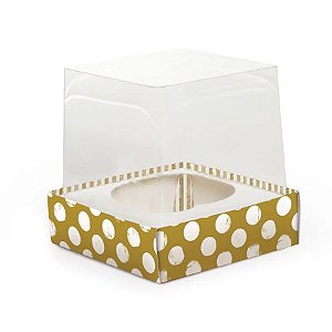 Caixa CupCake Com Tampa Transparente Com 1 Cavidade - (9 x 9 x 9 cm) Shine - 6 unidades - Cromus - Rizzo
