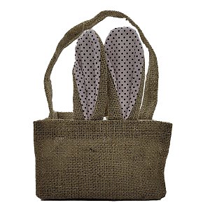 Cesta de Juta de Páscoa com Orelha Bege Poá - 1 unidade - EcoArt - Rizzo