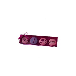 Caixa com berço para 4 macarons - Pink Fosco - Ref.CC21B4FPK - 5 unidades - San Felipo - Rizzo
