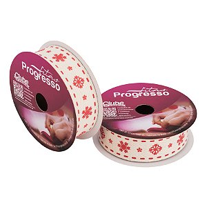 Fita de Algodão ECOS005D 22mm - Cor 002 - Flocos de Neve - Rolo 5 metros  - 1 unidade - Progresso  - Rizzo