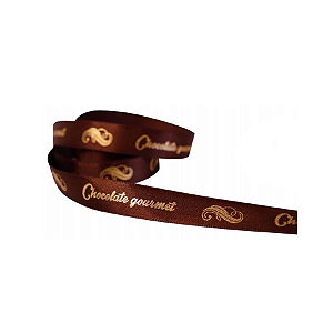 Fita de Páscoa em Cetim 15mmx10m Chocolate Gourmet Marrom com Ouro ECF003H 248 - Progresso