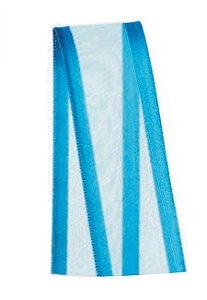 Fita de Voal com Cetim ZC005 22mm Cor 213 Azul Turquesa - 10 metros - Progresso - Rizzo Embalagens