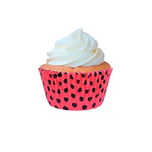 Forminha Forneável para Cupcake - Vermelho com bolinha - 45 unidades - Mago - Rizzo