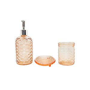 Kit para Banheiro de Vidro 3 Peças - 420ml - Laranja - 1 unidade - Rizzo
