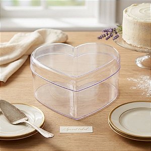 Caixa Acrílica para Cake Box Coração - Cristal - 750ml - 1 unidade - BlueStar - Rizzo