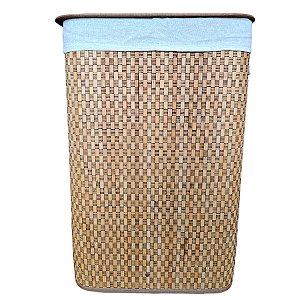 Cesto de Bambu Listrado Retangular com Forro - 40x30x60cm - 1 unidade - Rizzo