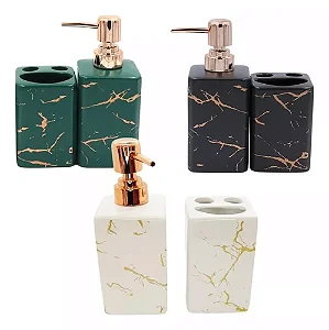 Jogo Porta Escova/sabonete Banheiro Kit Lavabo Luxo Mármore