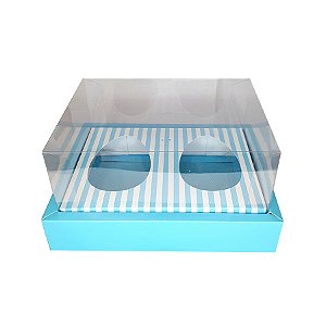 Caixa de Ovo Duplo de Páscoa 150 g com Moldura Listrado Azul - 5 unidades - ASSK - Rizzo