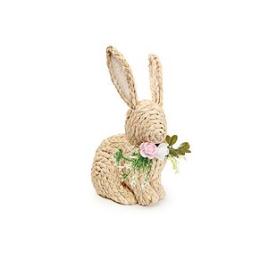 Enfeite Decorativo De Páscoa - Coelho De Palha - 10x15x25cm - 1 unidade - Cromus - Rizzo