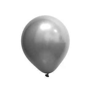 Balão de Festa Redondo Profissional Látex Cromado 24'' 60cm - Prata - 3 unidades - Art Latex - Rizzo Balões - Lançamento
