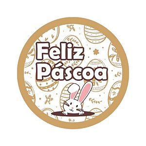 Etiqueta Adesiva - Páscoa Coelho Toca - 4cm - 60 unidades - Rizzo