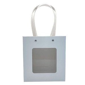 Sacola de Papel com Gaveta e Visor Alça Branca 20x9x22cm - Branca - 10 unidades - Rizzo