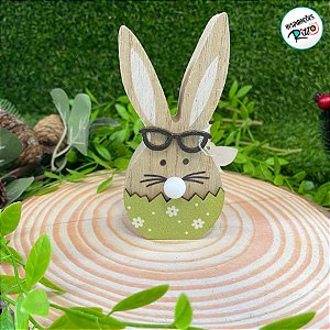 Enfeite Decorativo de Páscoa com Luz - Coelho com Óculos Verde - 13cm - 1 unidade - Rizzo