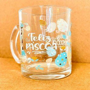Caneca de Vidro - Feliz Páscoa - 320ml - 1 unidade - Rizzo