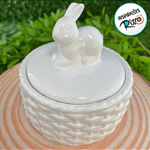 Pote Decorativo de Páscoa Bomboniere - Coelho branco - 12cm - 1 unidade - Cromus - Rizzo