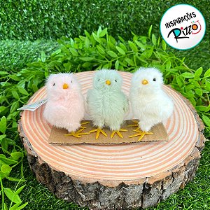 Enfeite Decorativo Páscoa - Trio de Pintinhos Rosa / Verde / Branco - 7cm - 1 unidade - Cromus - Rizzo