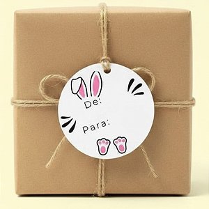 Tag Decorativa De Páscoa - De/Para Coelho - Ref 2193 - 4,5cm - 15 unidades - Stickr - Rizzo
