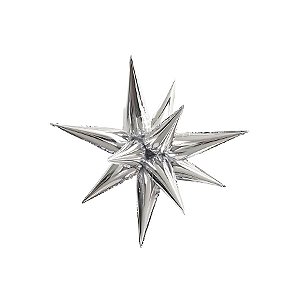 Balão de Festa Metalizado 26" 65cm - Starburst Silver - 1 unidade - Rizzo