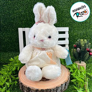Coelho de Pelúcia Branco com Roupa Branca - 32cm - 1 unidade - Rizzo