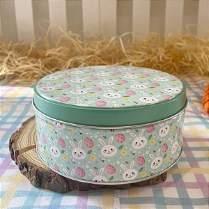 Lata Redonda de Páscoa - Coelho da Páscoa - M 17cm - 1 unidade - Rizzo