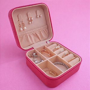 Mini Porta Joias Portátil - Rosa Escuro - 1 unidade - Rizzo
