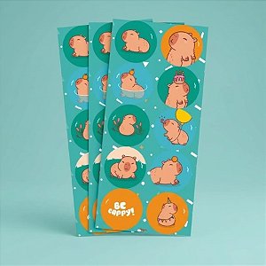 Adesivo Redondo - Capivara - 4cm - 30 unidades - Regina - Rizzo