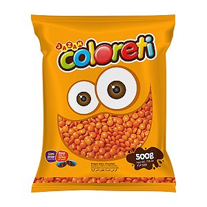 Pastilhas Confeitadas Sabor Chocolate Coloreti Laranja - 500g - 1 unidade - Rizzo