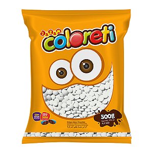 Pastilhas Confeitadas Sabor Chocolate Coloreti Branco - 500g - 1 unidade - Rizzo