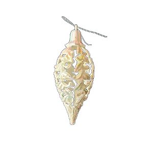 Pendente Decorativo de Natal - Arabesco Champagne - 15x6cm - 1 unidade - Rizzo